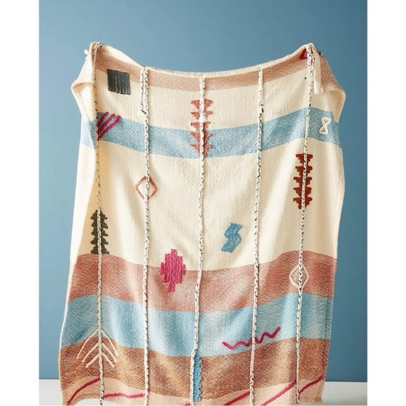 Anthropologie Embroidered Bohemian Throw Blanket Pre-Loved - Picture 1 of 10